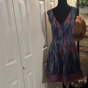 Modcloth Vibrant Blue and Pink Patterned Mini Dress